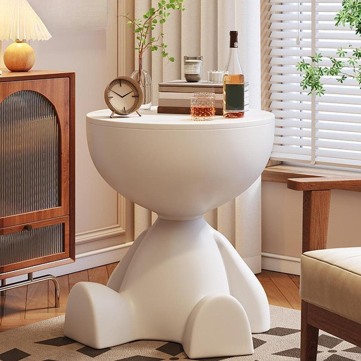 Creative Side End Table Edge Table – Flat-Head Bedside Multifunctional Sofa Side Table, Minimalist Coffee Tray for Small Spaces