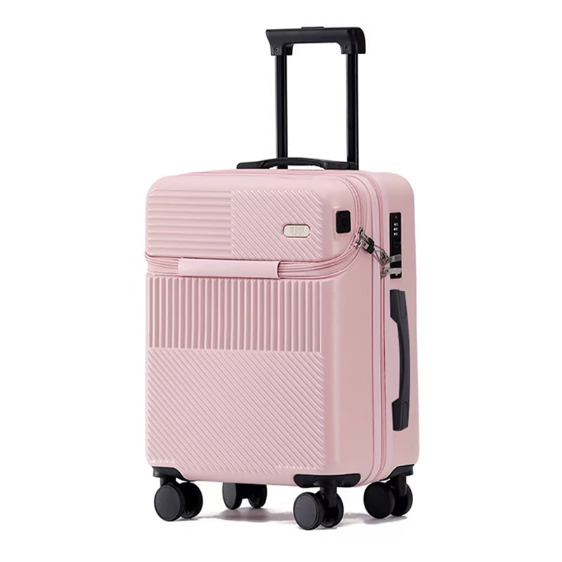 USB Charging Travel Suitcase – Lightweight Front-Opening Trolley Luggage for Men & Women (20/24/26 Inch)