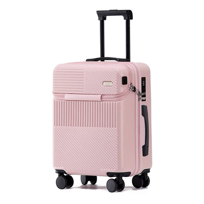 USB Charging Travel Suitcase – Lightweight Front-Opening Trolley Luggage for Men & Women (20/24/26 Inch)