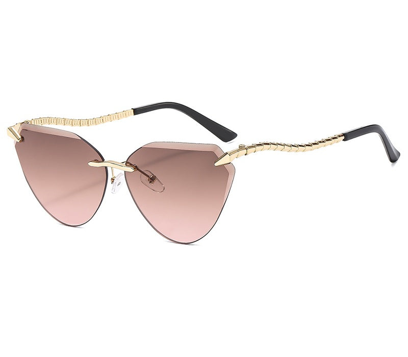 Rimless Cat Eye Sunglasses – Luxury Designer Frameless Shades for Women’s Vintage UV400 Style 2025