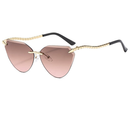 Rimless Cat Eye Sunglasses – Luxury Designer Frameless Shades for Women’s Vintage UV400 Style 2025