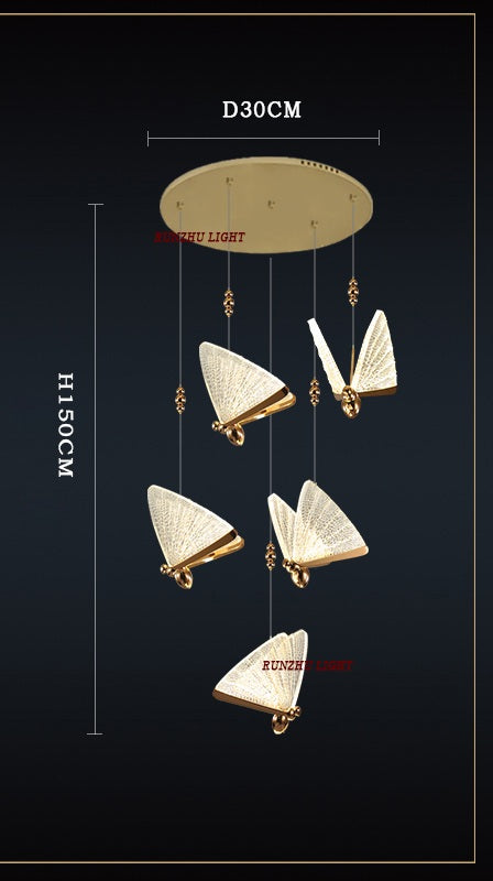 Romantic Butterfly LED Chandelier – High-End Modern Lighting for Restaurants, Villas, Bedrooms, and Staircases with Stunning Nordic-Inspired Luxury Design