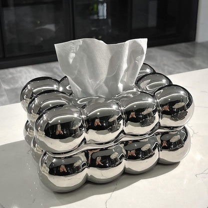 Ceramic Cloud Shaped Facial Tissue Holder – Non-Slip Tissue Box Cover and Dispenser for Living Room, Bathroom, and Kitchen Countertop