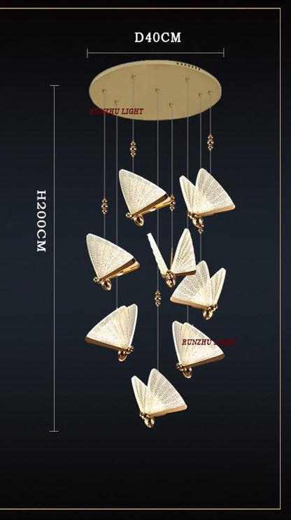 Romantic Butterfly LED Chandelier – High-End Modern Lighting for Restaurants, Villas, Bedrooms, and Staircases with Stunning Nordic-Inspired Luxury Design