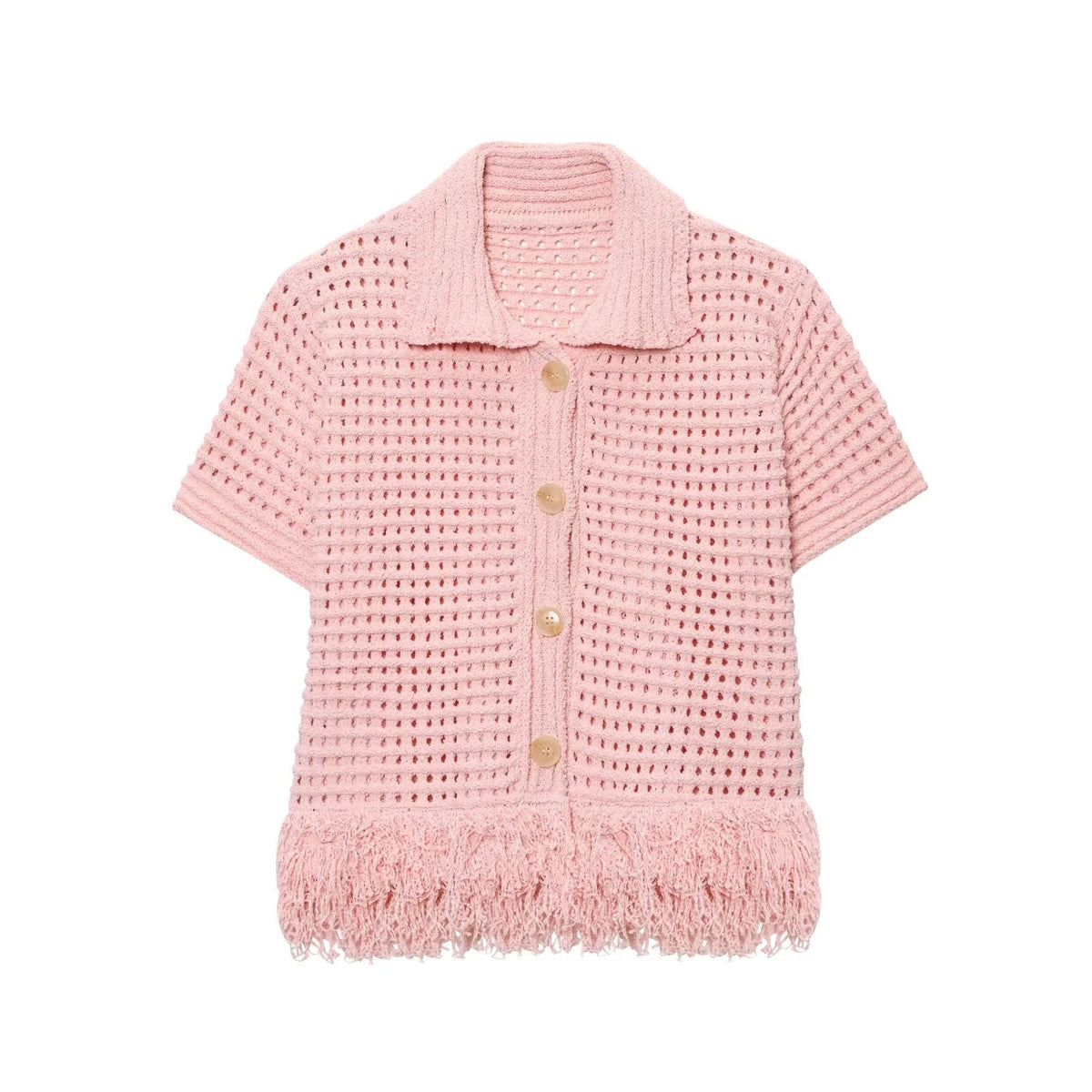 Knitted Tassel Two-Piece Set – Elegant Turndown Collar Top & Elastic Mini Skirt for Fall/Winter