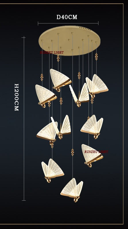 Romantic Butterfly LED Chandelier – High-End Modern Lighting for Restaurants, Villas, Bedrooms, and Staircases with Stunning Nordic-Inspired Luxury Design