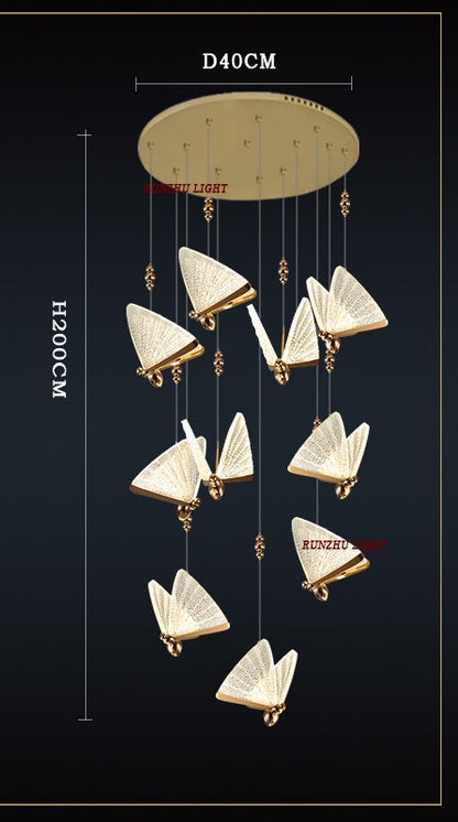 Romantic Butterfly LED Chandelier – High-End Modern Lighting for Restaurants, Villas, Bedrooms, and Staircases with Stunning Nordic-Inspired Luxury Design