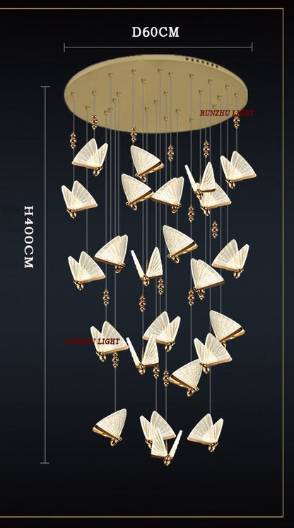 Romantic Butterfly LED Chandelier – High-End Modern Lighting for Restaurants, Villas, Bedrooms, and Staircases with Stunning Nordic-Inspired Luxury Design