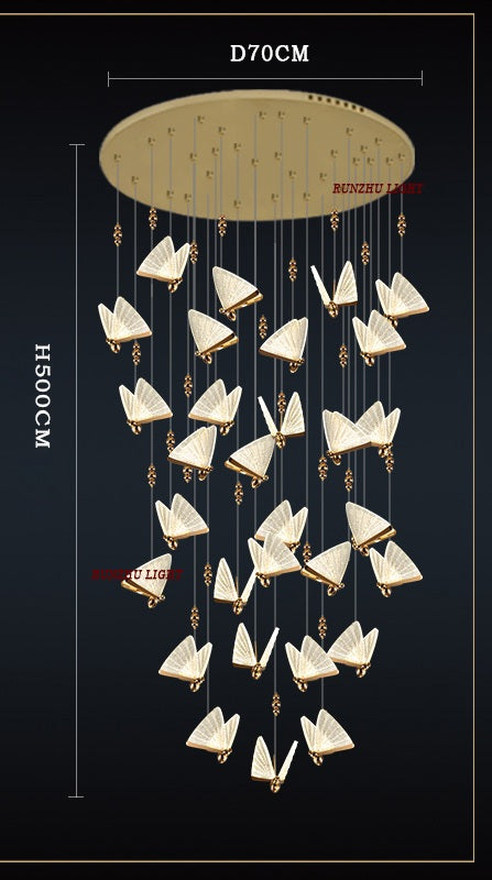 Romantic Butterfly LED Chandelier – High-End Modern Lighting for Restaurants, Villas, Bedrooms, and Staircases with Stunning Nordic-Inspired Luxury Design