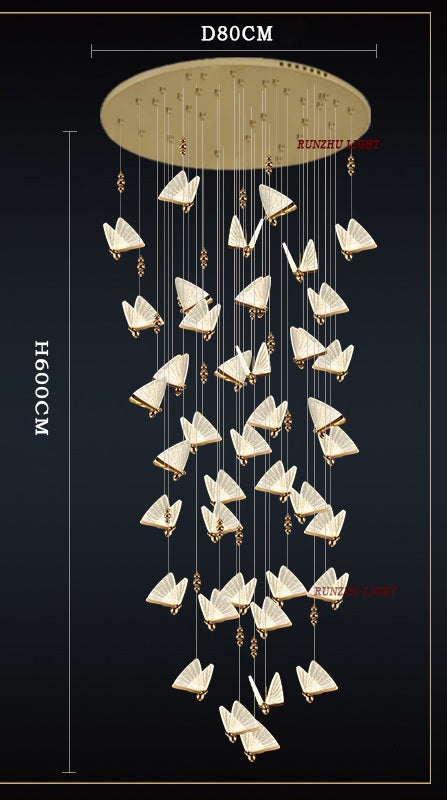 Romantic Butterfly LED Chandelier – High-End Modern Lighting for Restaurants, Villas, Bedrooms, and Staircases with Stunning Nordic-Inspired Luxury Design