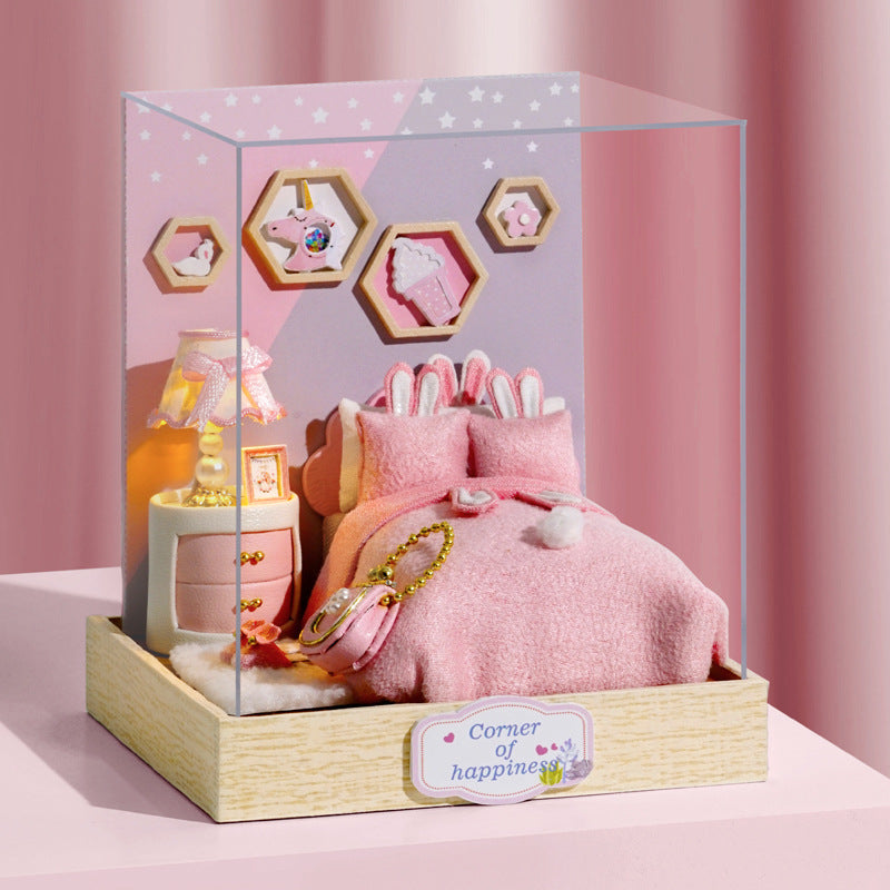DIY Miniature Butter House Kit – 3D Puzzle with Furniture & Flowers, Handmade Assembly Model for Bedroom Décor