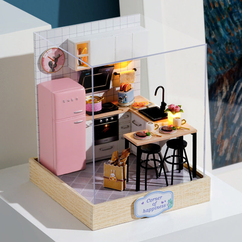 DIY Miniature Butter House Kit – 3D Puzzle with Furniture & Flowers, Handmade Assembly Model for Bedroom Décor