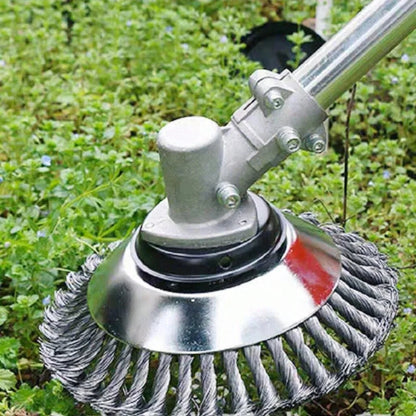 Heavy-Duty Mower Wire Weeding Wheel – Universal Lawn Mower Accessory with 6" and 8" Twisted Wire Heads for Fast, Efficient Garden Cleaning