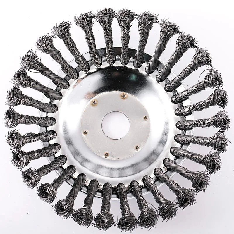 Heavy-Duty Mower Wire Weeding Wheel – Universal Lawn Mower Accessory with 6" and 8" Twisted Wire Heads for Fast, Efficient Garden Cleaning