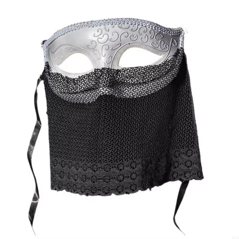 Venetian Half-Face Masquerade Mask – Retro Hollow-Out Design with Veil Details for Cosplay, Costume Parties, Live Performances and Halloween Events