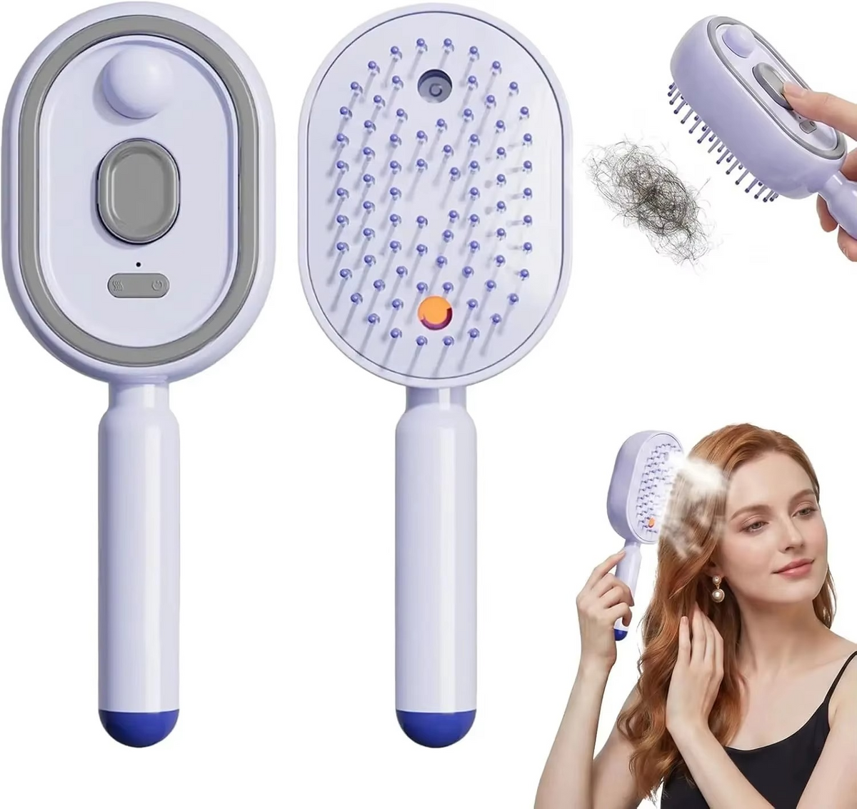 Electric Scalp Massage Comb – 3-in-1 Rechargeable Spray Brush with Steam, Essential Oil Application and Self-Cleaning Design for Hair & Scalp Care