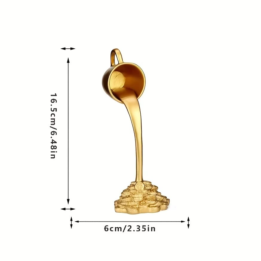 Floating Liquid Gold Mug Sculpture – Creative Spilling Coffee Cup Illusion Ornament for Kitchen, Desktop, Living Room and Home Decor