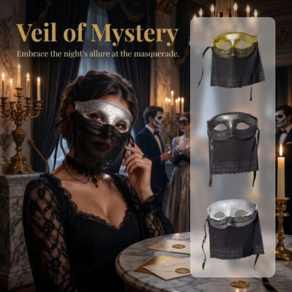Venetian Half-Face Masquerade Mask – Retro Hollow-Out Design with Veil Details for Cosplay, Costume Parties, Live Performances and Halloween Events