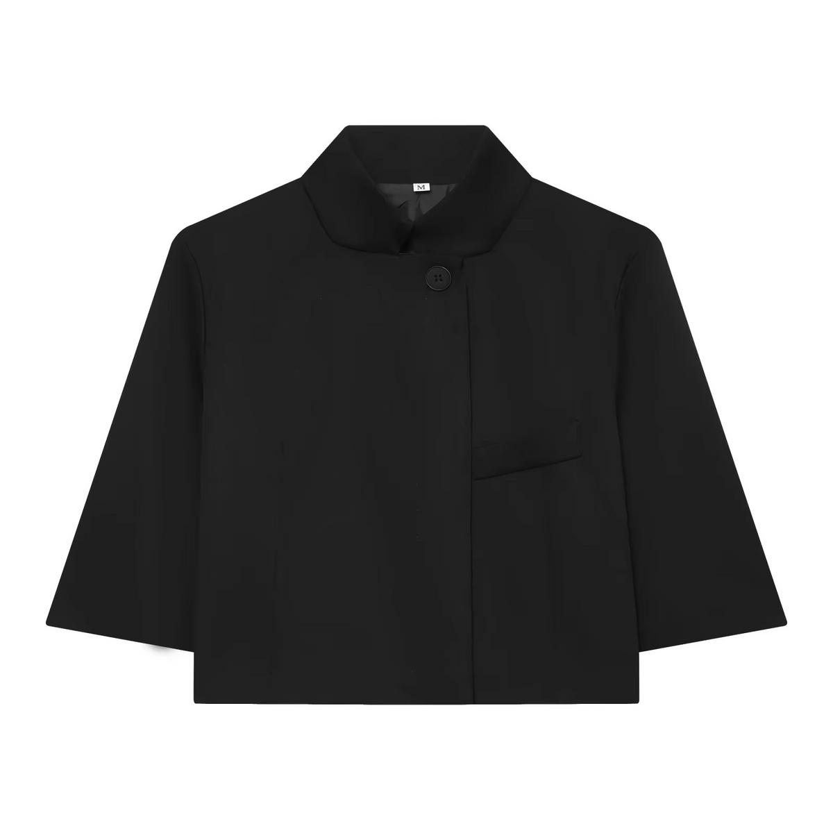 Women’s Cropped Blazer – Chic High-Neck Short-Sleeve Jacket with Button Detail for Spring, Summer, Office Wear and Casual Outfits