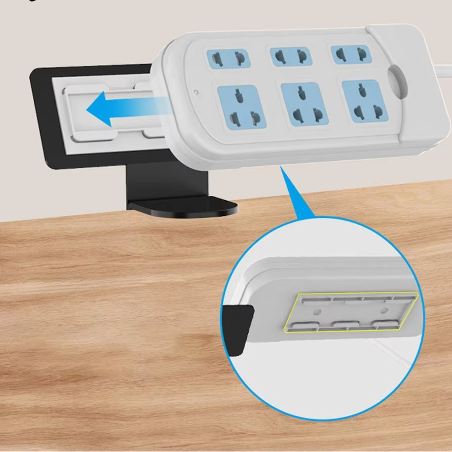 Under Desk Power Strip Holder – No-Drill Cable Management Tray for Outlet Fixing, Wire Organizing & Shelf Storage