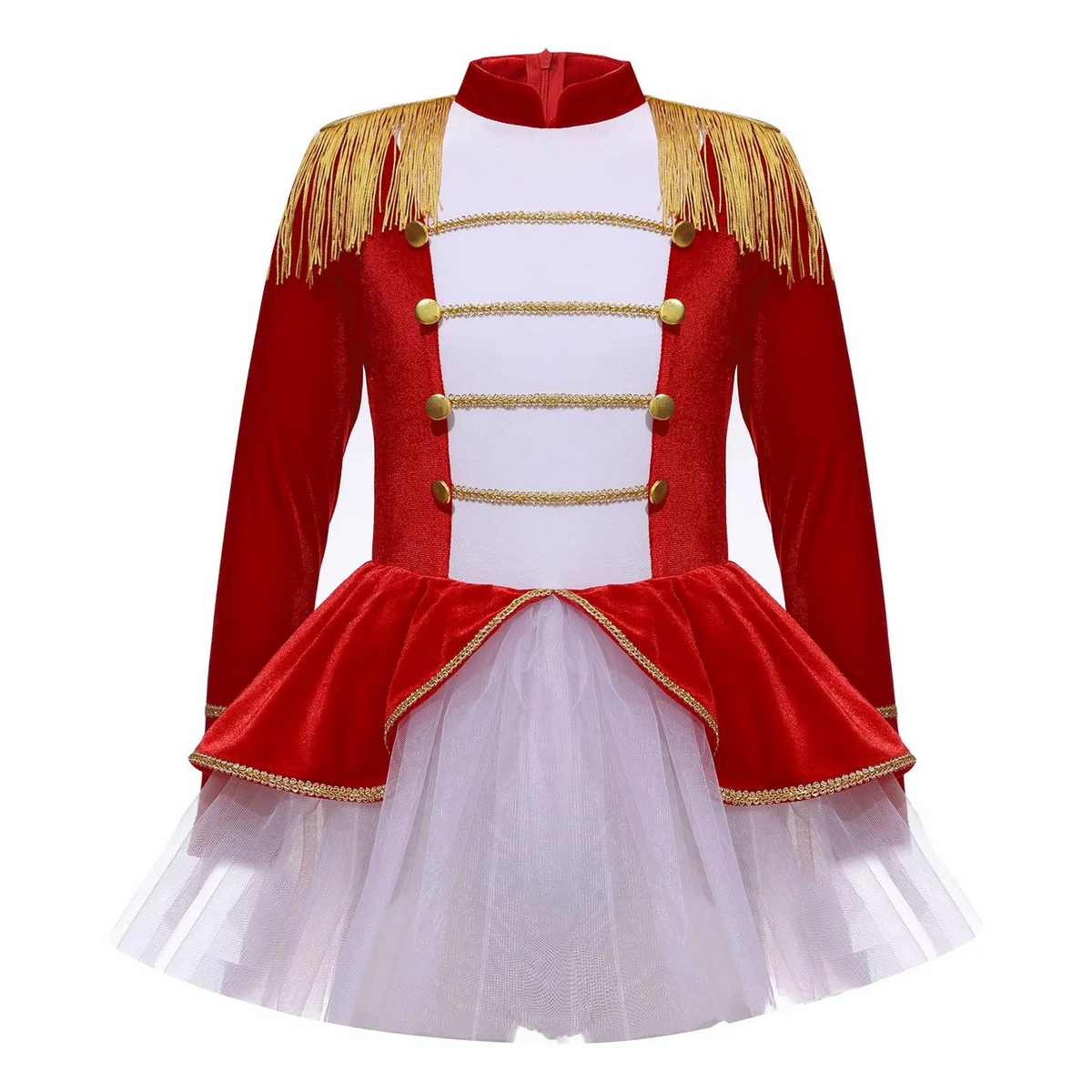 Girls Sequin Magician Costume – Circus Ringmaster Bodysuit Jumpsuit with Hat, Gloves & Magic Wand for Halloween, Stage Performances and Dress-Up
