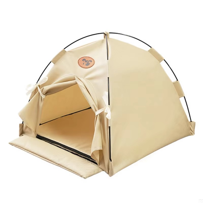 Portable Pet Tent Bed – Semi-Enclosed Oxford Fabric Shelter with Double-Sided Mat for Cats, Dogs, Indoor Resting and Outdoor Camping