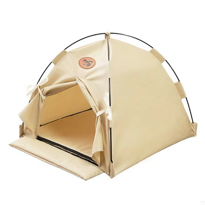 Portable Pet Tent Bed – Semi-Enclosed Oxford Fabric Shelter with Double-Sided Mat for Cats, Dogs, Indoor Resting and Outdoor Camping