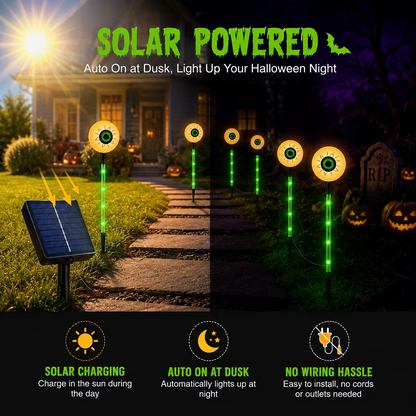 Solar Halloween Eyeball Lights – 6-Pack  IP65 Waterproof Glowing Eye Garden Lights for Outdoor Yards, Pathways, Lawns and Halloween Party Decor
