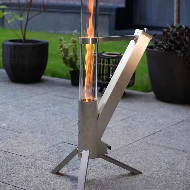 Portable Rocket Stove Heater – Stainless Steel Pellet Burning Camping Stove with Glass Viewing Window for Outdoor Cooking, Heating and Emergency Preparedness
