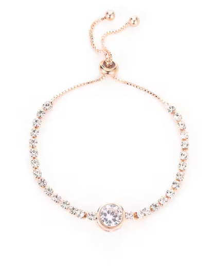 Gold-Plated Rhinestone Bracelet – 18K Gold Adjustable Stainless Steel Jewelry for the Modern Trendsetter