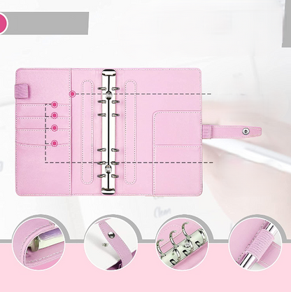 Money Saving Budget Wallet Binder with Zipper Pockets, Budget Sheets and Self-adhesive Labels