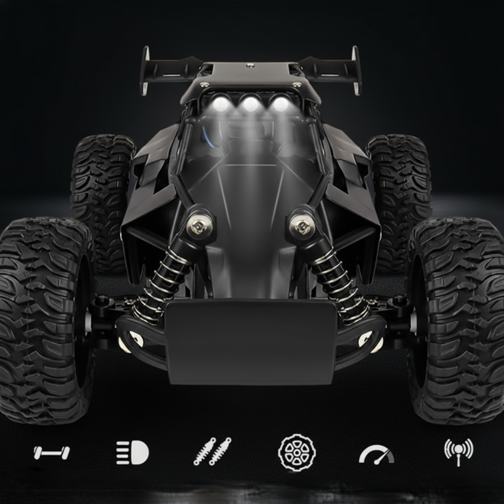 High-Speed Off-Road RC Buggy – 1:16 Scale 2.4GHz Remote Control Car with LED Lights & Rechargeable Battery