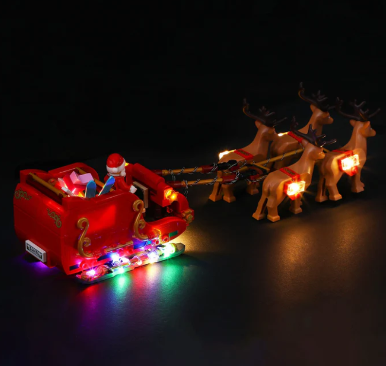 LED Light Kit for LEGO 40499 Santa’s Sleigh – Decorative Christmas Lighting Add-On with Battery Box for Festive Display Enhancement