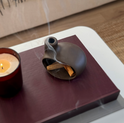 Terracotta Palo Santo Holder – Chiminea-Style Incense Burner for Meditation, Yoga & Cleansing; Works with Wood Sticks, Sage, Cones & Ash Catcher