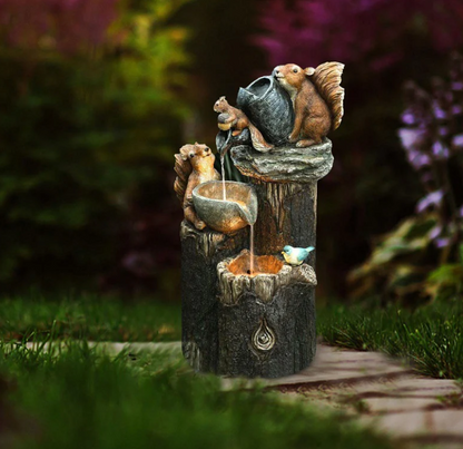 Resin Duck Family Water Fountain – Outdoor Sun Fountain Sculpture for Patio, Garden Landscaping, Decorative Water Feature Home & Yard Decor