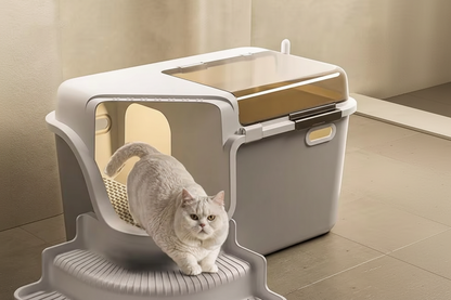 Large Enclosed Cat Litter Box – Corridor-Style Splash-Proof Litter Tray with Lid for Odor Control, Cleaner Floors and Easy Pet Care