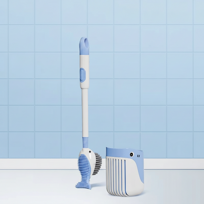 Whale-Shaped Toilet Brush – 360° Cleaning Brush with Silicone Head, Hanging Hole & Wall-Mounted Design for Easy Bathroom Cleaning