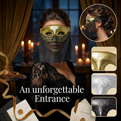 Venetian Half-Face Masquerade Mask – Retro Hollow-Out Design with Veil Details for Cosplay, Costume Parties, Live Performances and Halloween Events