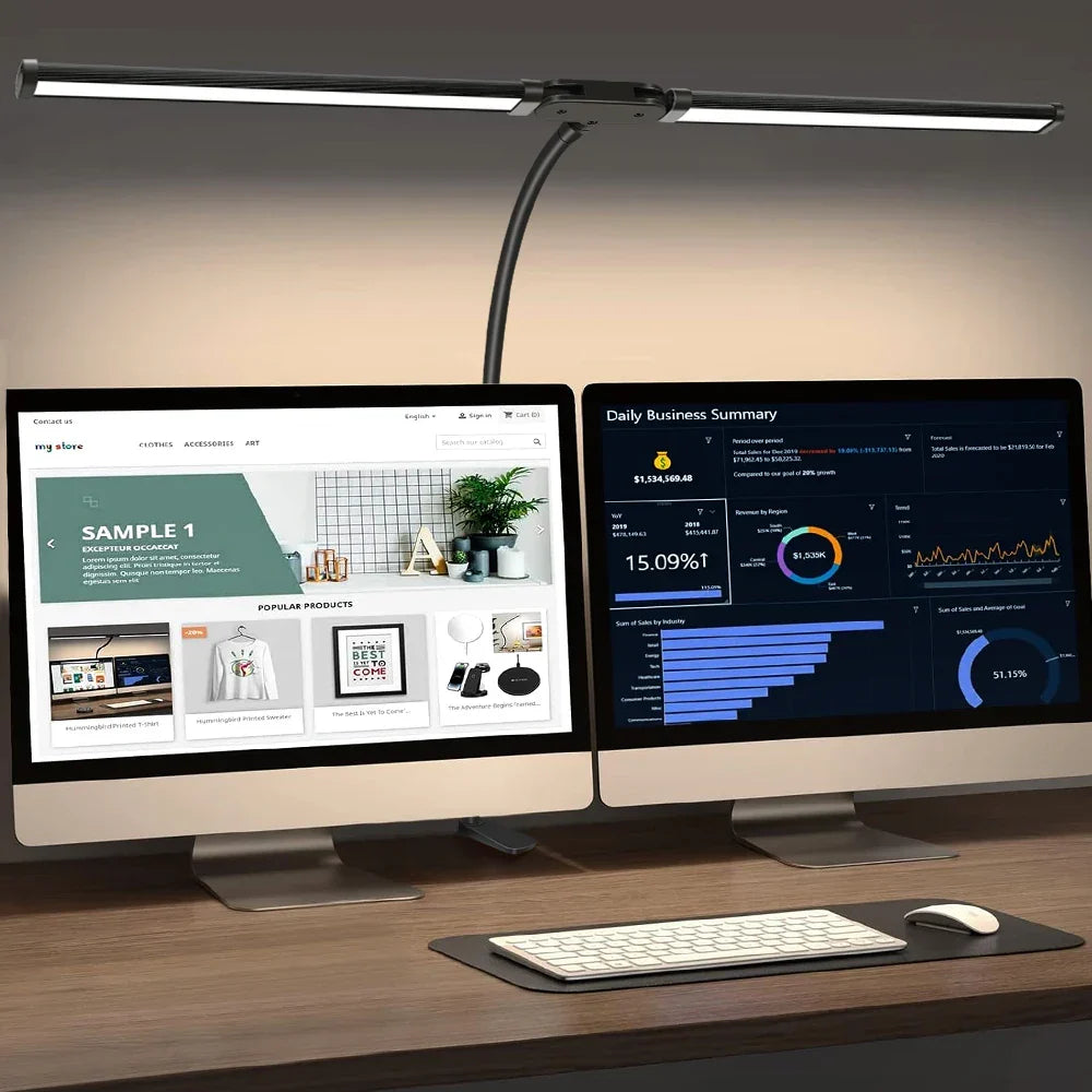 Double Single Head LED Architect Desk Lamp with Remote – 18W Eye-Caring Task Light with 3 Modes & 6 Brightness Levels for Office, Workbench & Study