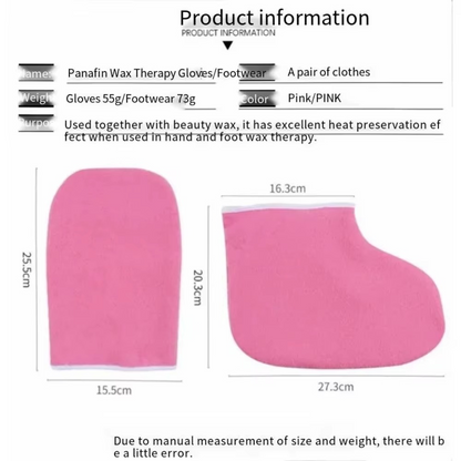 Paraffin Wax Spa Kit – Hand and Foot Moisturizing Set with Cotton Gloves, Wax Brush, Plastic Film Wrap and Spa Accessories