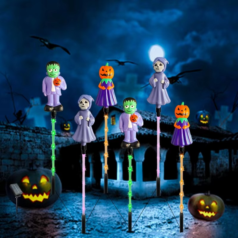 Solar Halloween Lawn Lights – 6-Piece LED Pumpkin & Ghost Garden Decorations for Outdoor Yards, Pathways, Lawns and Holiday Displays