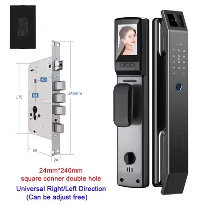 Face Recognition Smart Door Lock – 3D Keyless Digital Lock with Camera, Fingerprint & Password Unlock for Home and Office Security