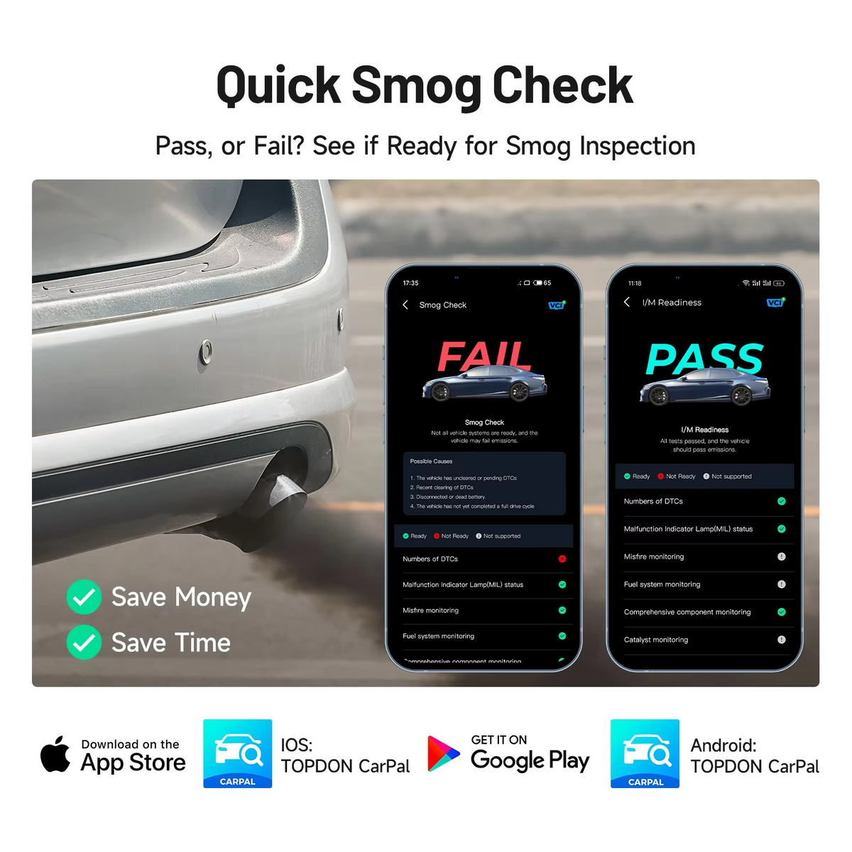 OBD2 Car Diagnostic Scanner – All-System Automotive Diagnostic Tool with 6 Reset Functions, I/M Readiness and Battery Check