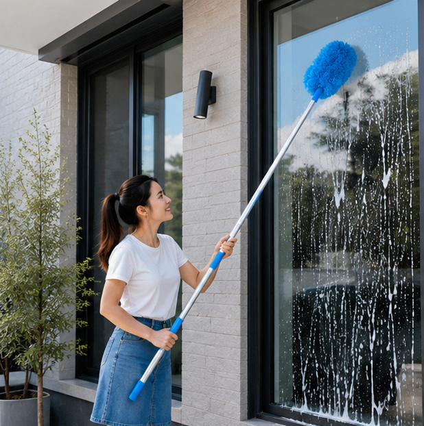 Telescopic Car Wash Brush - Long Handle Chenille Cleaning Mop for Vehicles, Windows and Exterior Detailing