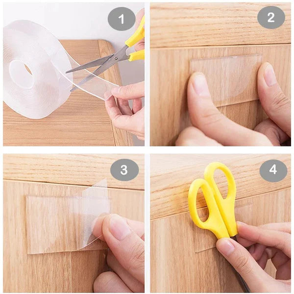 Transparent Sticky Nano Tape Double Sided Grip Reusable Home Tape Traceless Glue