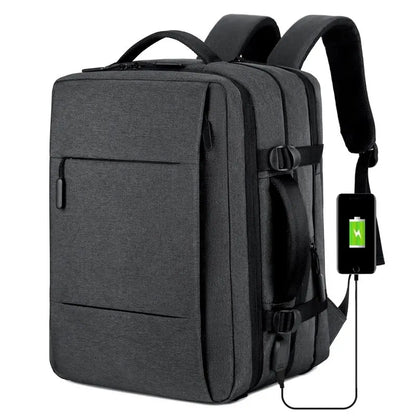 Men’s Waterproof Business Backpack – Expandable USB Laptop Bag with Large Capacity, Ideal for School, Travel, or Daily Commutes