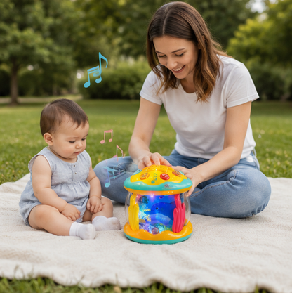 Tummy Time Toy - 4-in-1 Musical Sea Animal Projector for Crawling Practice, Sensory Development and Infant Learning