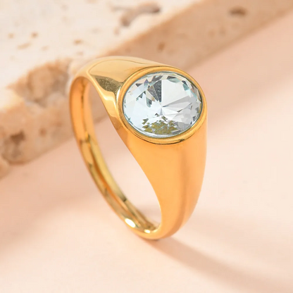 Vintage Oval Rhinestone Ring – 2025 Retro Chic Stainless Steel Jewelry for Timeless Feminine Elegance