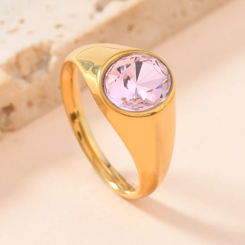 Vintage Oval Rhinestone Ring – 2025 Retro Chic Stainless Steel Jewelry for Timeless Feminine Elegance