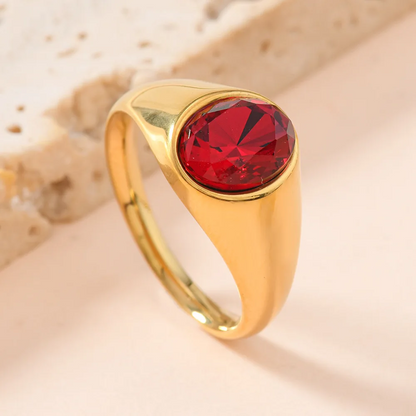Vintage Oval Rhinestone Ring – 2025 Retro Chic Stainless Steel Jewelry for Timeless Feminine Elegance